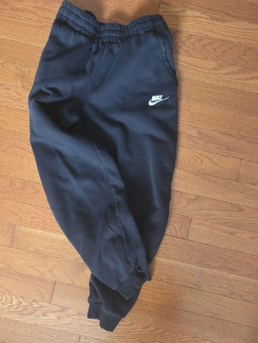 Nike Kids Black Jogger Sweatpants with White Swoosh